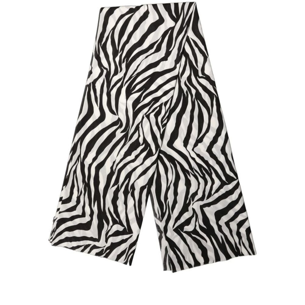 Dolce & Gabbana Black White Zebra Cotton Lace Stole Women's Scarf
